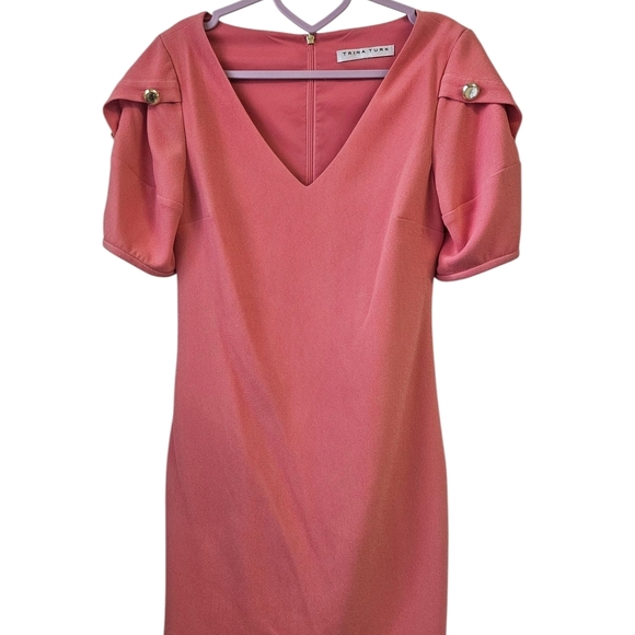 Trina Turk  Women's Size M,Coral Pink Short Sleeve Dress - Picture 3 of 5